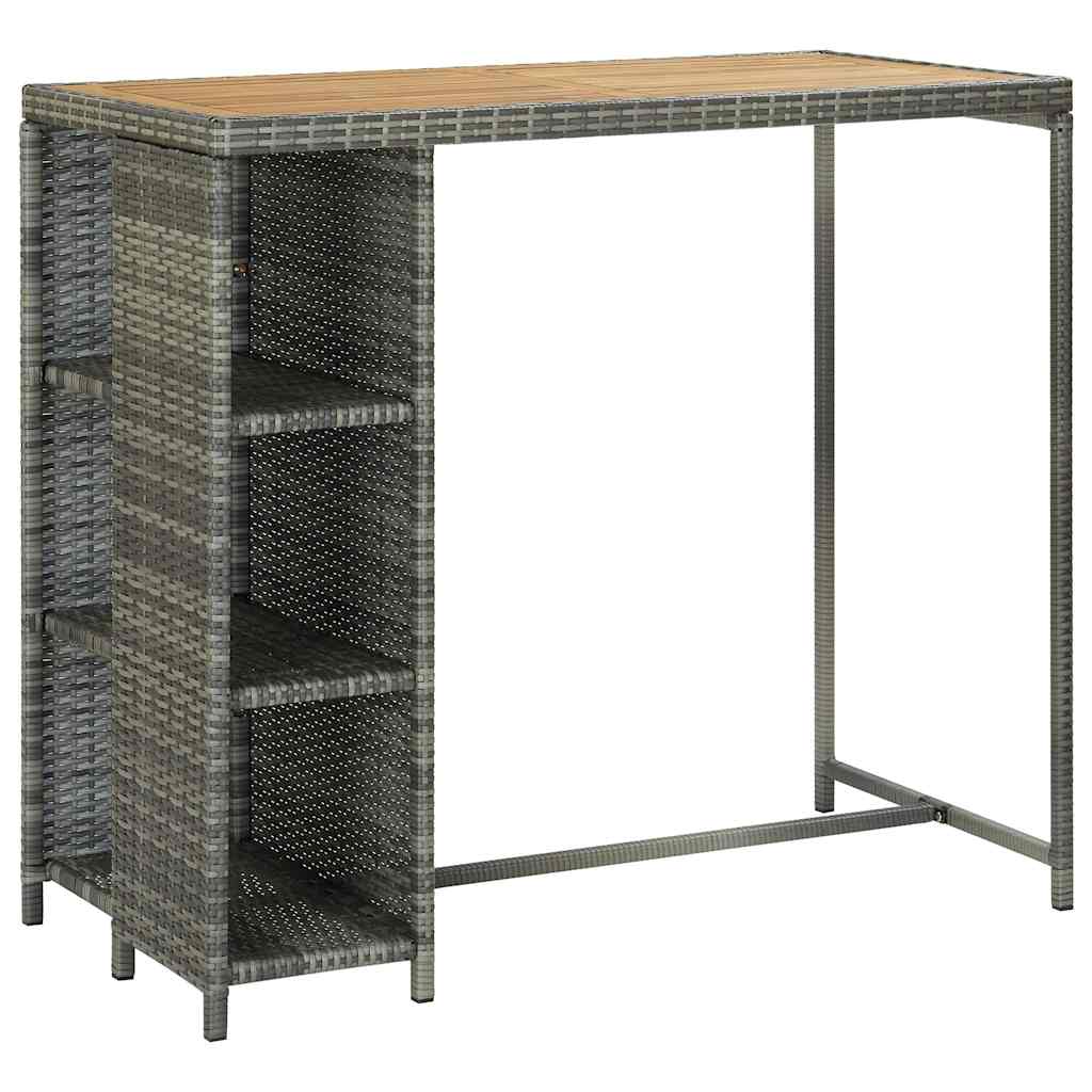 vidaXL 5 Piece Garden Bar Set with Cushions Poly Rattan Grey 2
