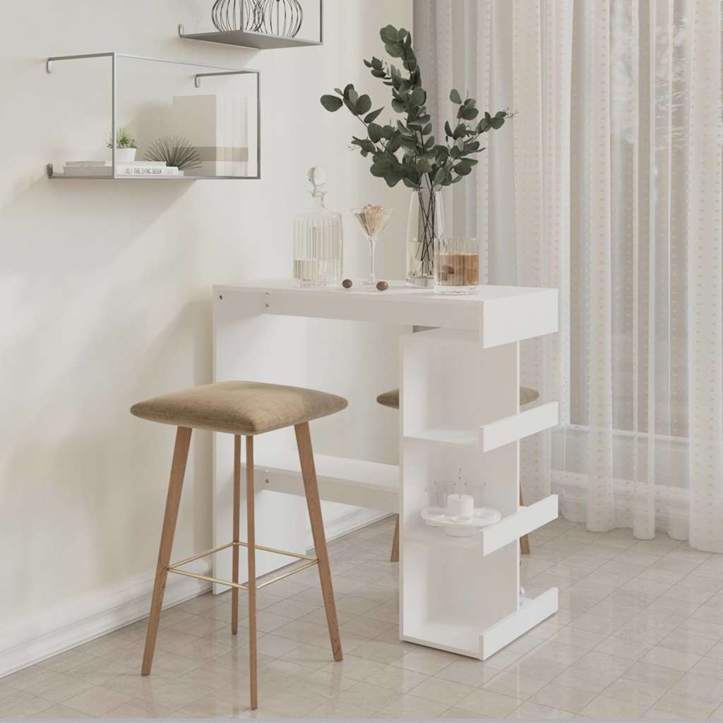 Bar Table with Storage Rack 100x50x101.5 cm White