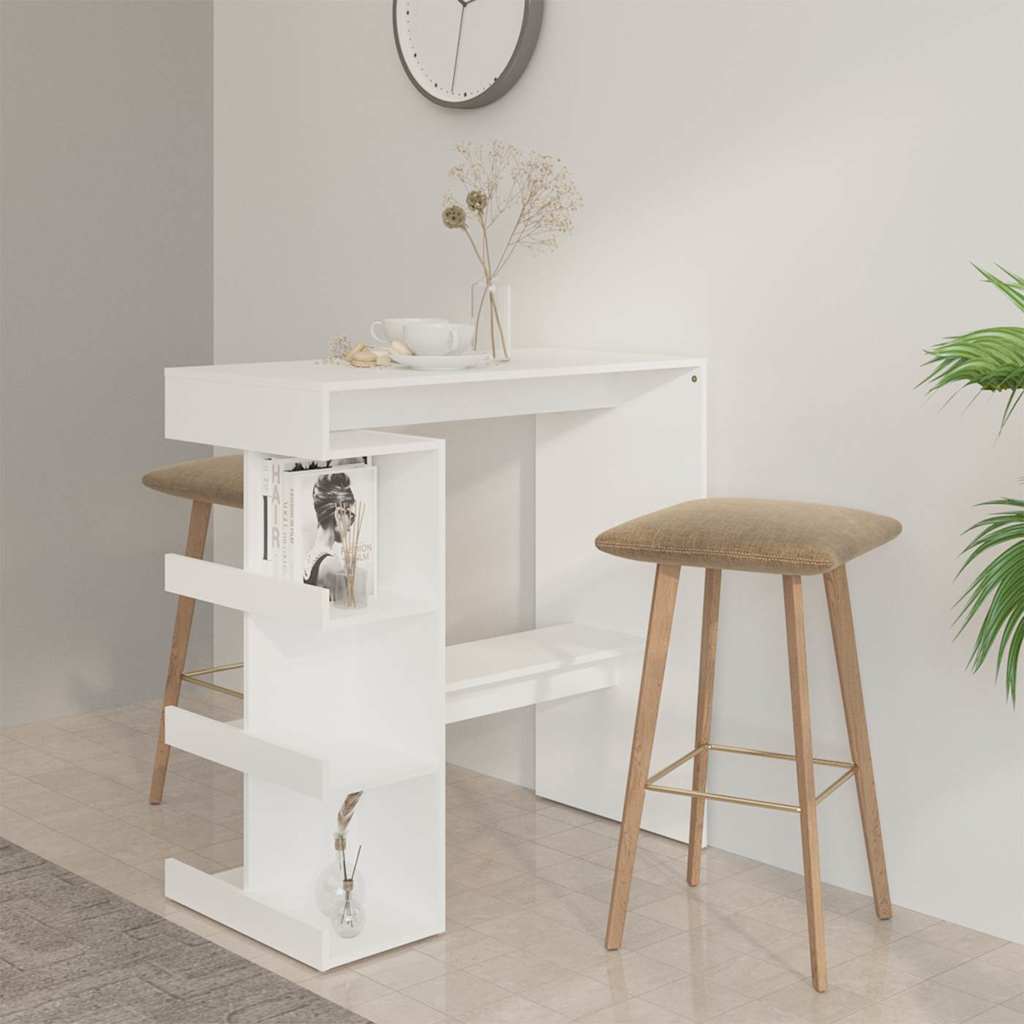 Bar Table with Storage Rack 100x50x101.5 cm White