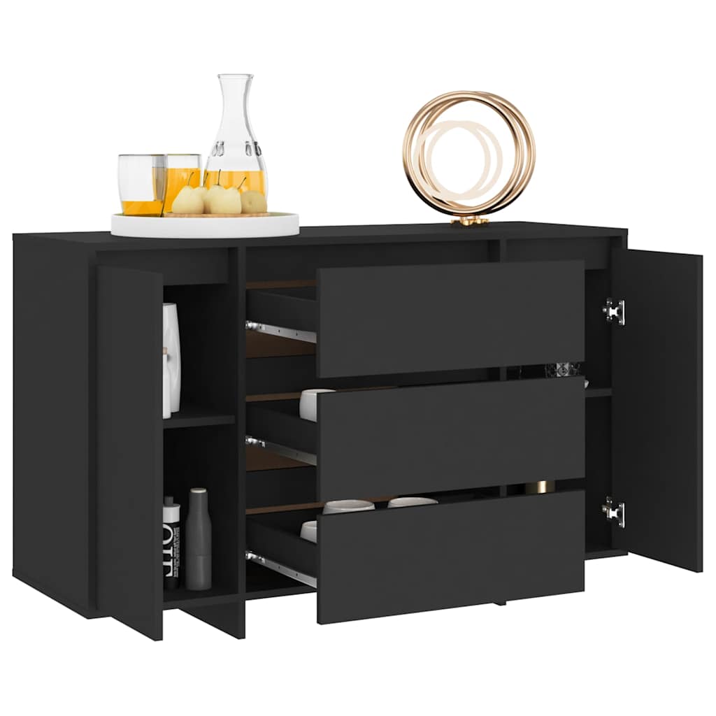vidaXL Sideboard with 3 Drawers Black 120x41x75 cm Engineered Wood 3