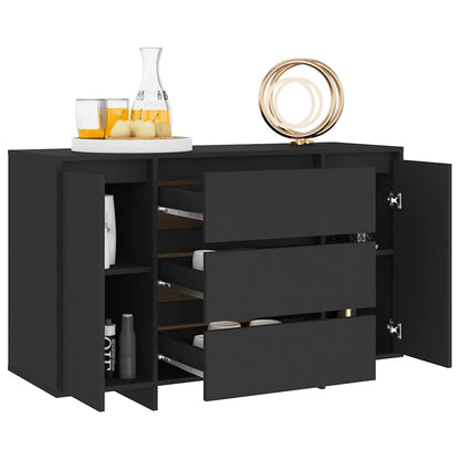vidaXL Sideboard with 3 Drawers Black 120x41x75 cm Engineered Wood 3