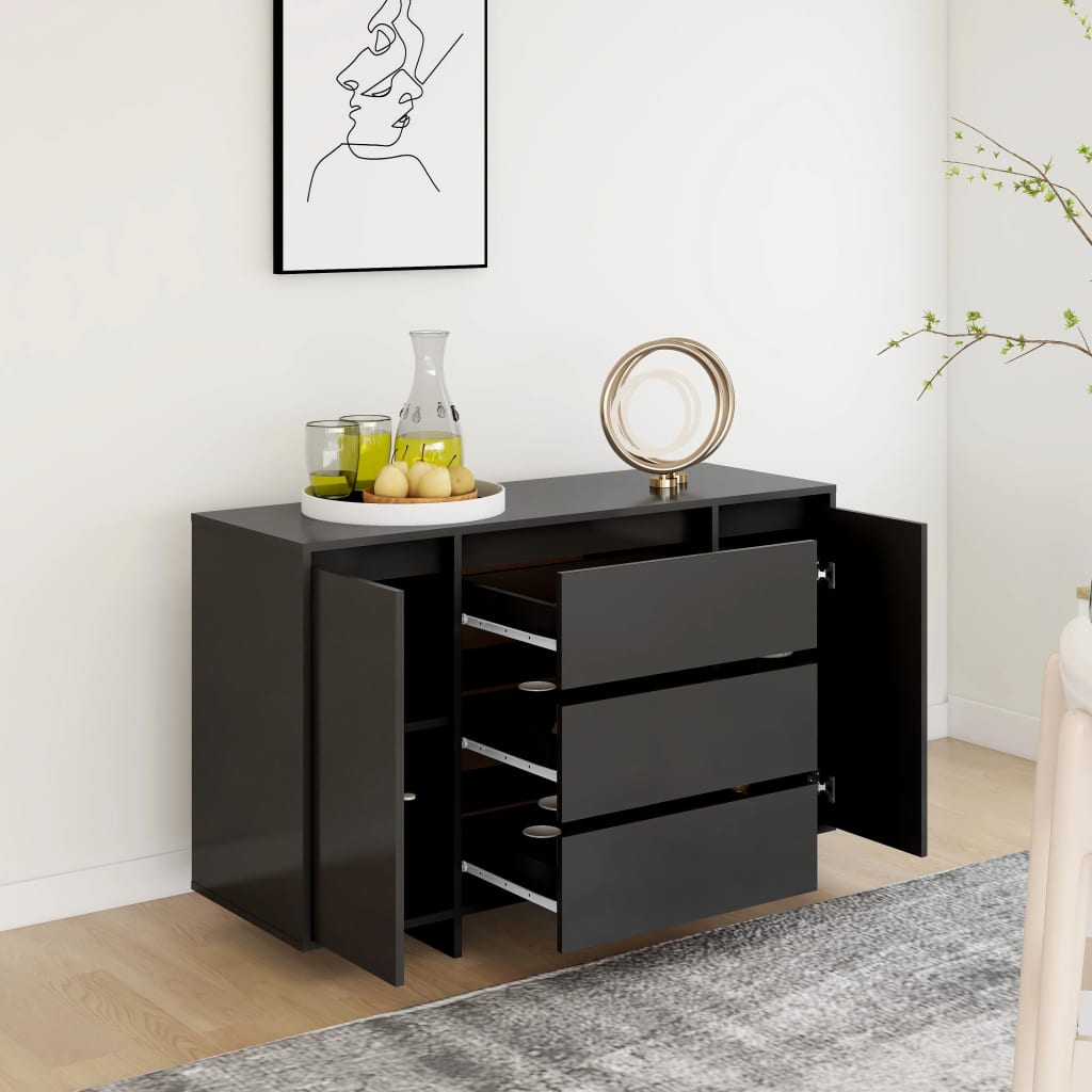 vidaXL Sideboard with 3 Drawers Black 120x41x75 cm Engineered Wood 4
