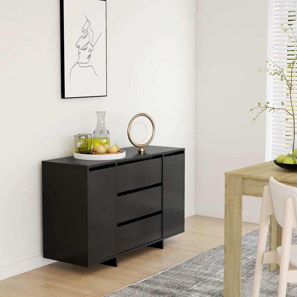 vidaXL Sideboard with 3 Drawers Black 120x41x75 cm Engineered Wood 1