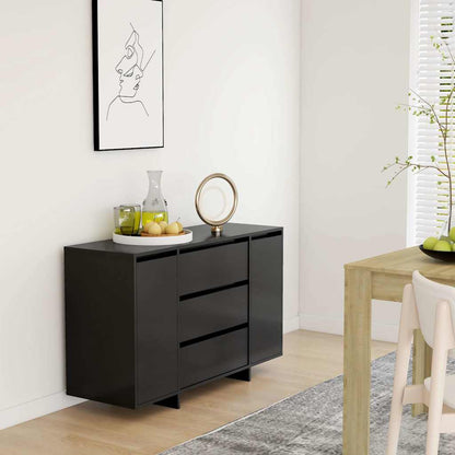 vidaXL Sideboard with 3 Drawers Black 120x41x75 cm Engineered Wood 1