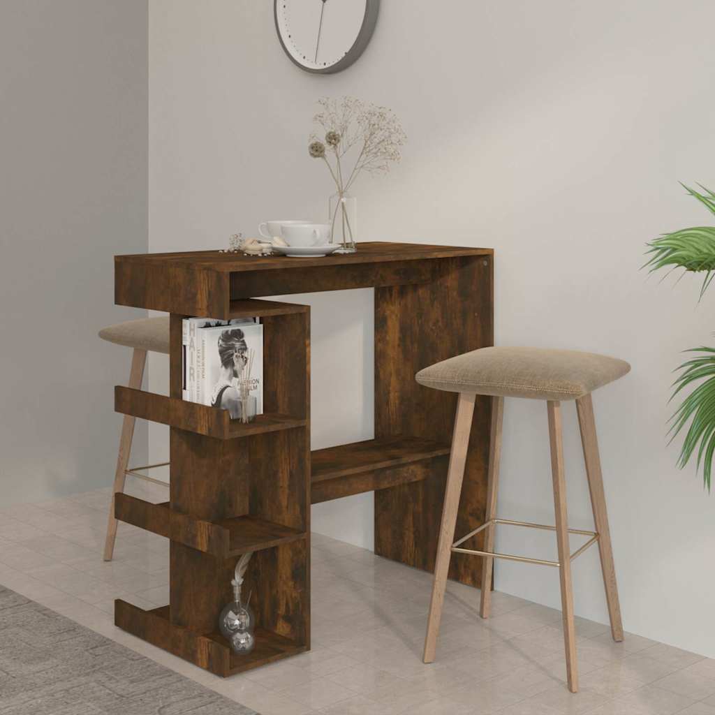 Bar Table with Storage Rack 100x50x101.5 cm Smoked oak