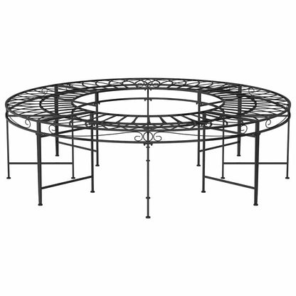 vidaXL Round Tree Bench Ø160 cm Black Steel 3