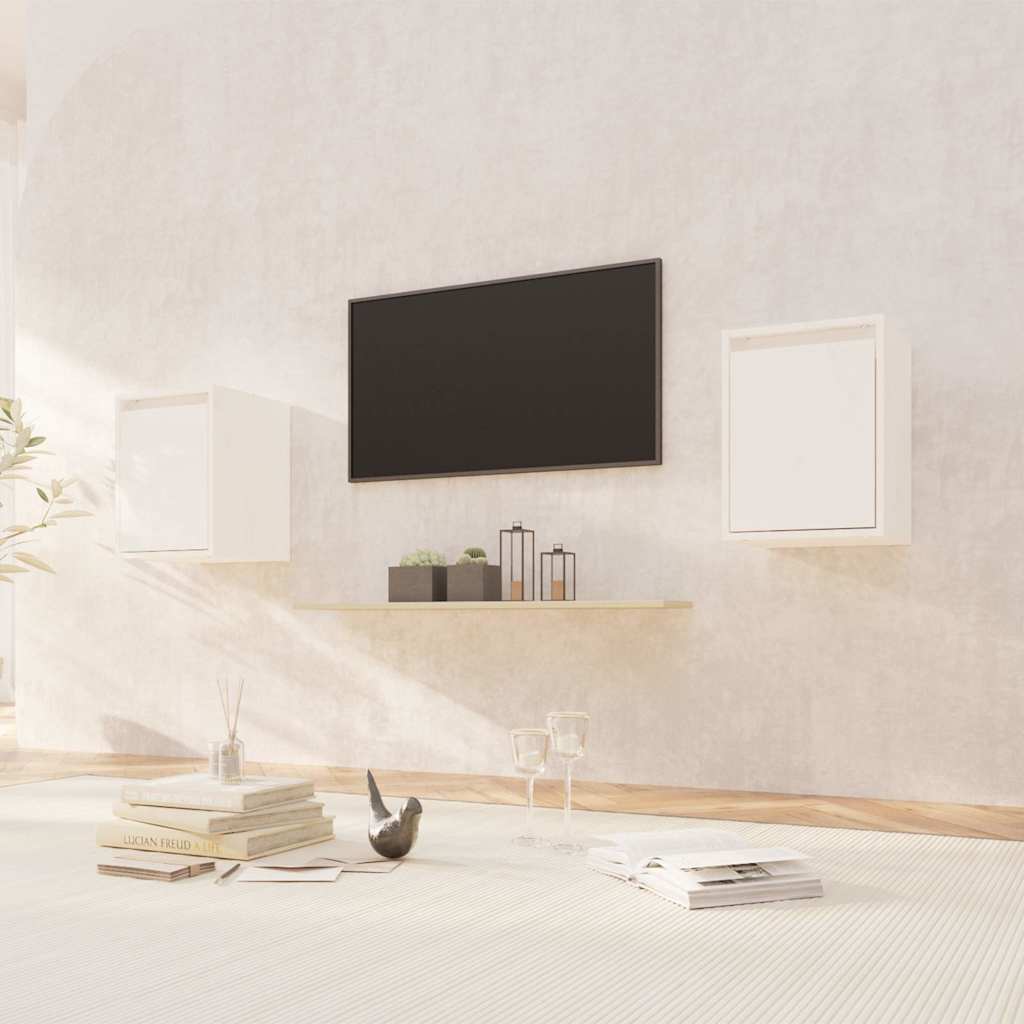 Wall Cabinets 2pcs 30x30x40 cm Solid Wood Pine White