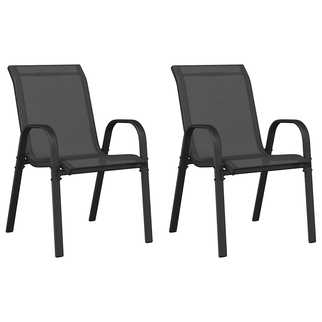 Stackable Garden Chairs Textilene Fabric Black 2