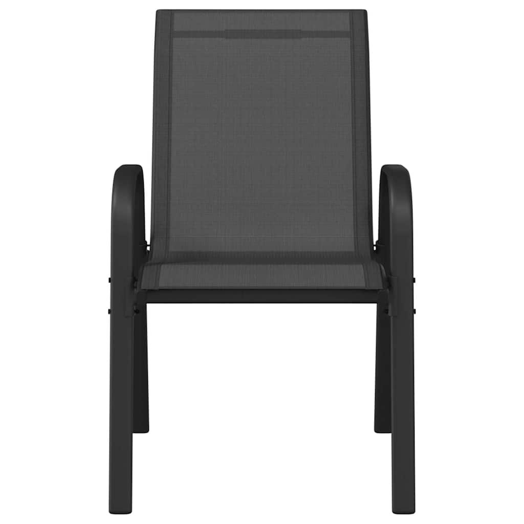 Stackable Garden Chairs Textilene Fabric Black 2