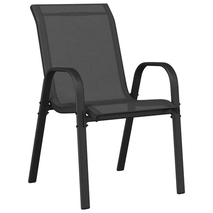Stackable Garden Chairs Textilene Fabric Black 2