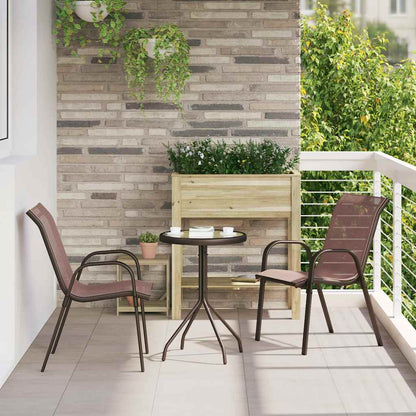 Stackable Garden Chairs Textilene Fabric Brown 2