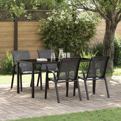 Stackable Garden Chairs Textilene Fabric Black 4