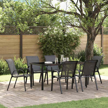 Stackable Garden Chairs Textilene Fabric Black 6