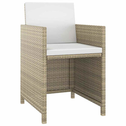 vidaXL 5 Piece Garden Dining Set with Cushions Poly Rattan Beige 3