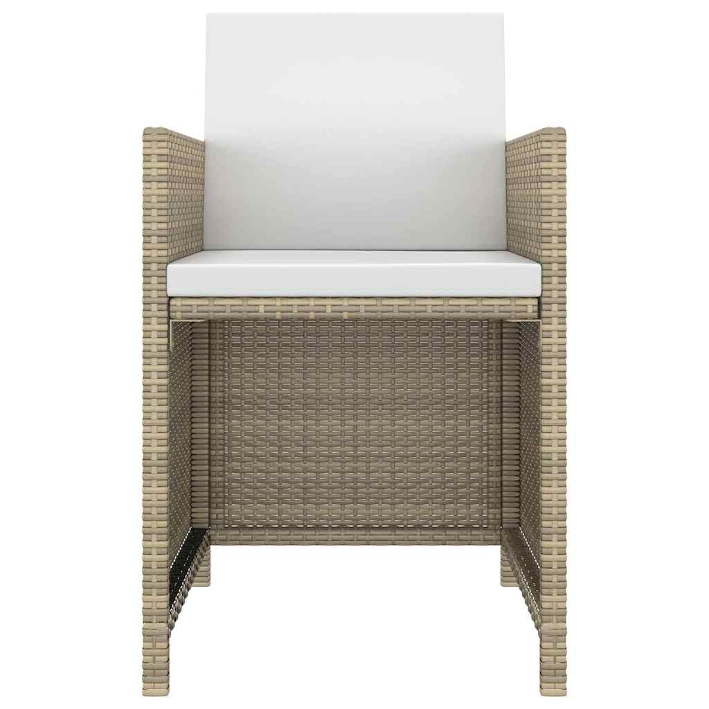 vidaXL 5 Piece Garden Dining Set with Cushions Poly Rattan Beige 4
