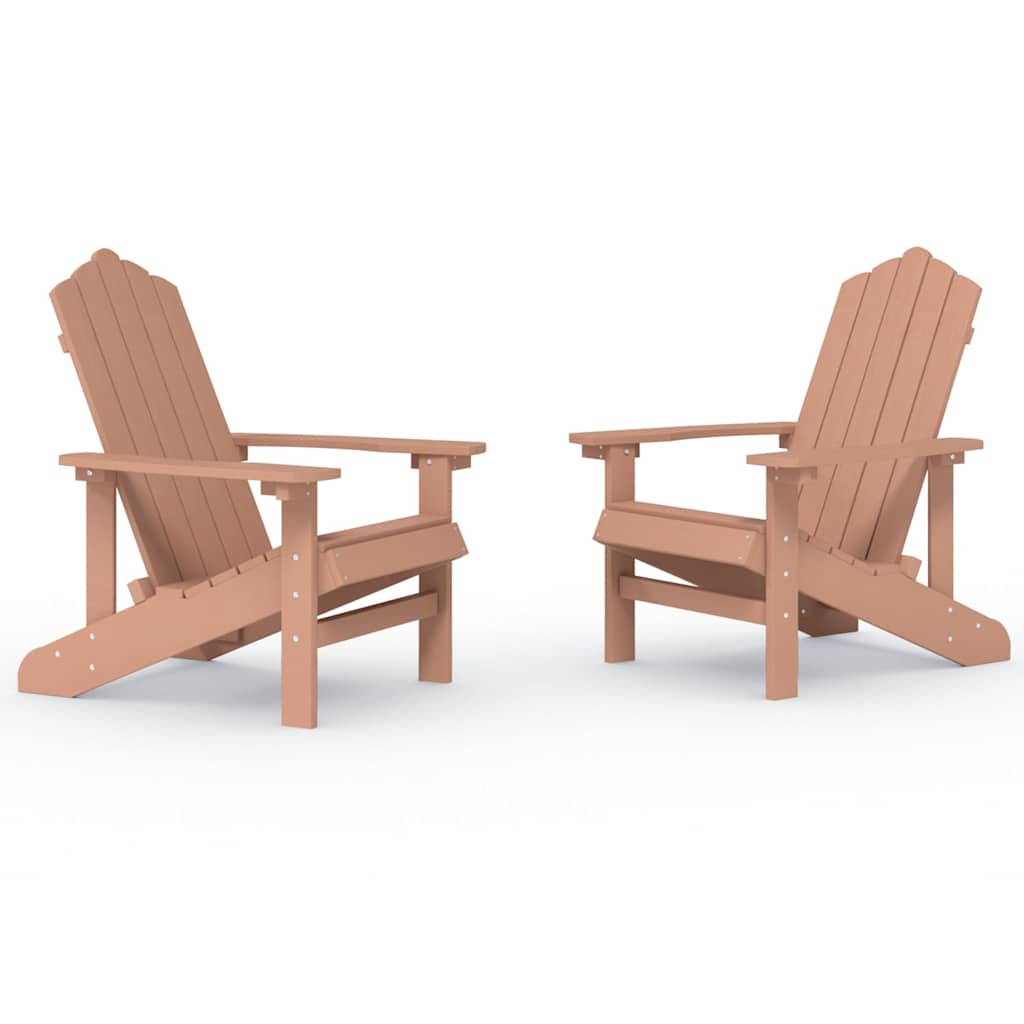 Garden Adirondack Chair HDPE Brown Armchair (2 pcs)