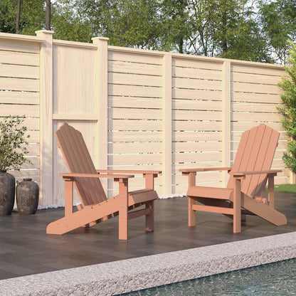 Garden Adirondack Chair HDPE Brown Armchair (2 pcs)