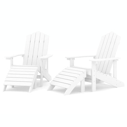 vidaXL Garden Adirondack Chairs 2 pcs with Footstools HDPE White 2