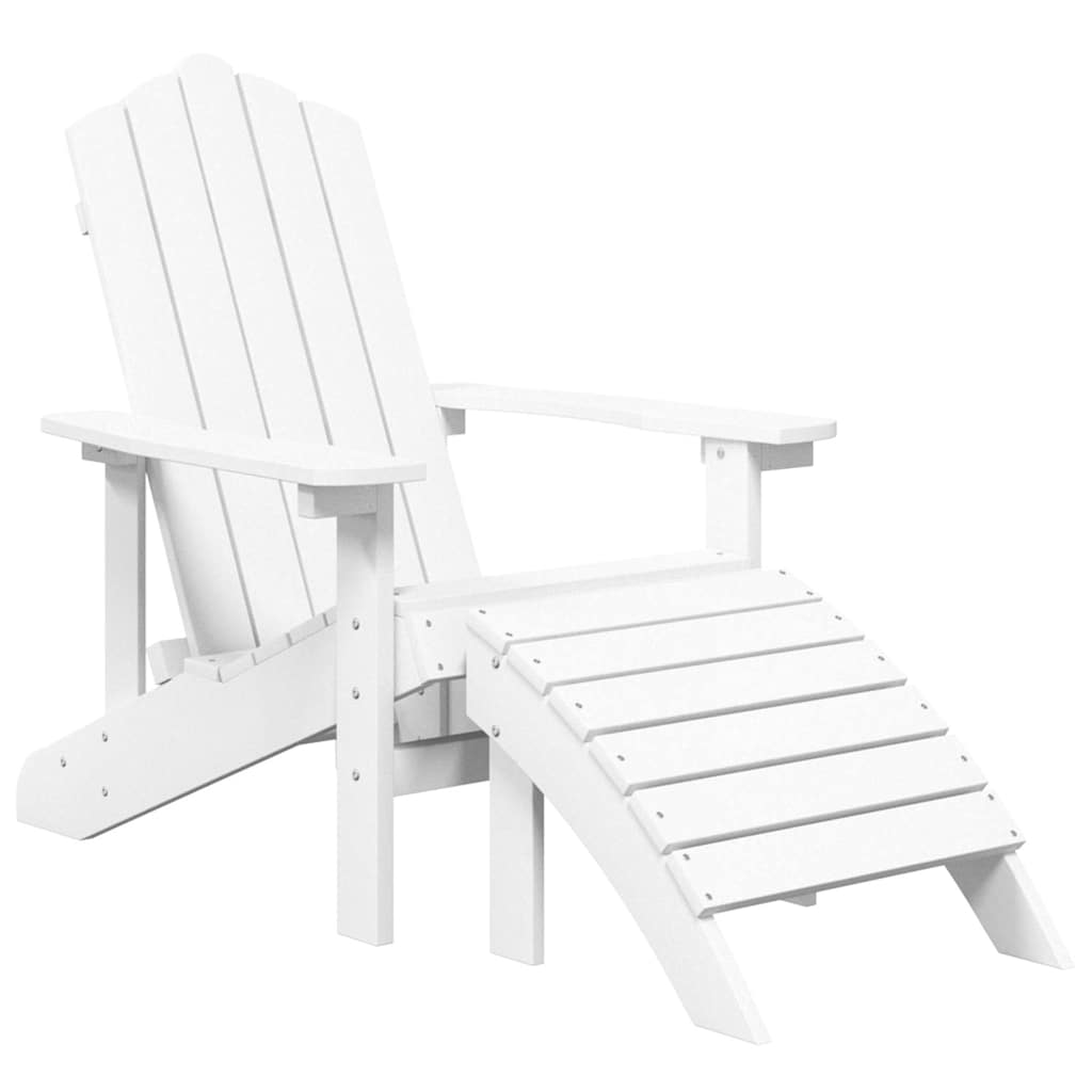 vidaXL Garden Adirondack Chairs 2 pcs with Footstools HDPE White 3