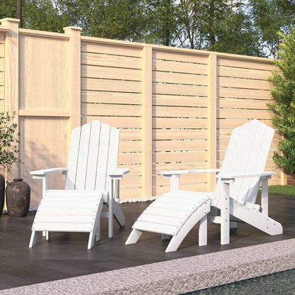 vidaXL Garden Adirondack Chairs 2 pcs with Footstools HDPE White 1