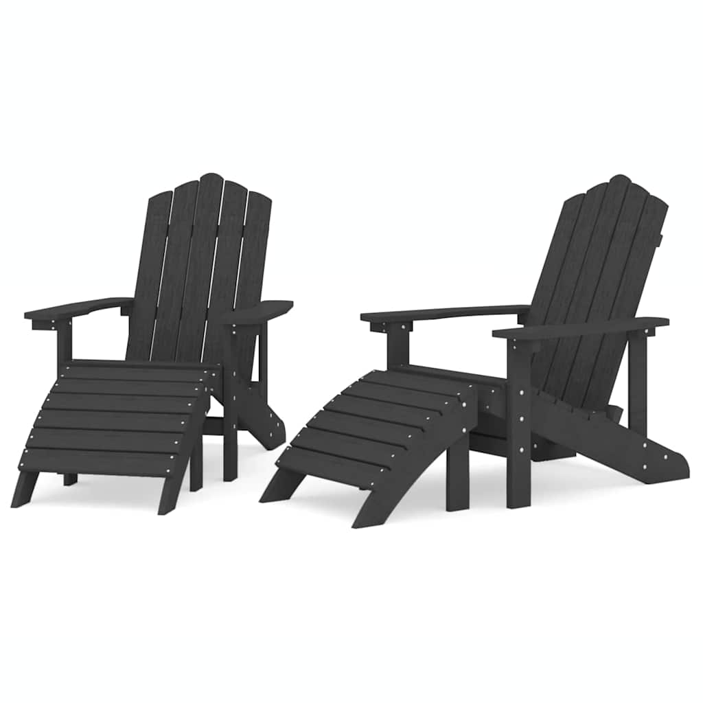 vidaXL Garden Adirondack Chairs 2 pcs with Footstools HDPE Anthracite 2