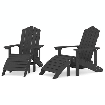 vidaXL Garden Adirondack Chairs 2 pcs with Footstools HDPE Anthracite 2