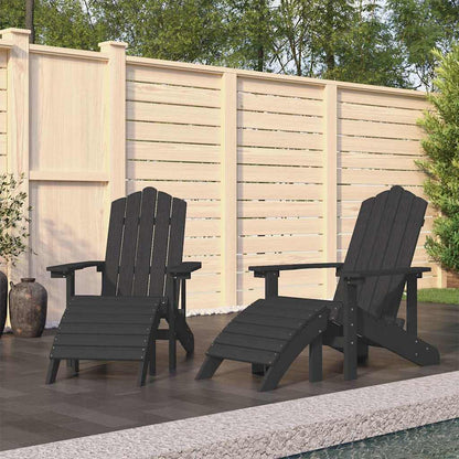 vidaXL Garden Adirondack Chairs 2 pcs with Footstools HDPE Anthracite 1