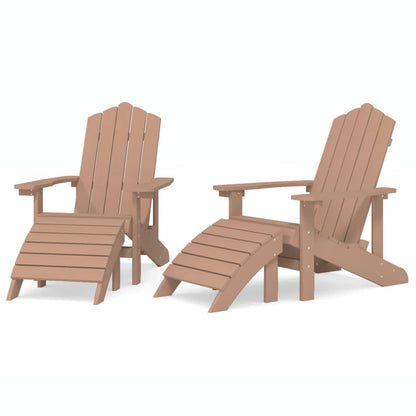vidaXL Garden Adirondack Chairs 2 pcs with Footstools HDPE Brown 2