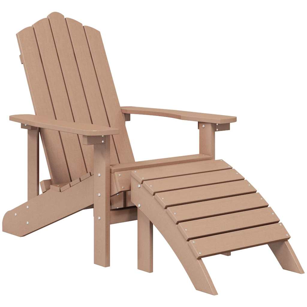 vidaXL Garden Adirondack Chairs 2 pcs with Footstools HDPE Brown 3