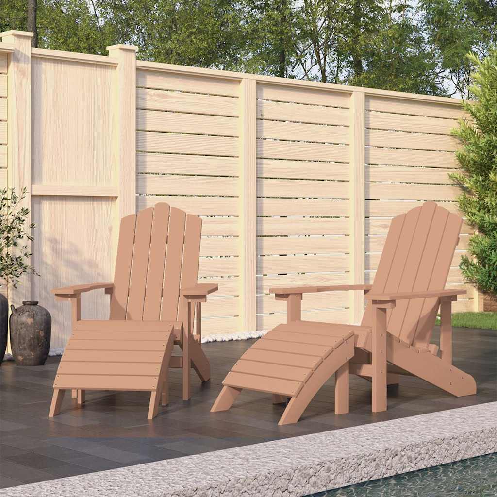 vidaXL Garden Adirondack Chairs 2 pcs with Footstools HDPE Brown 1