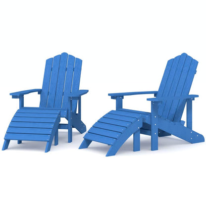 vidaXL Garden Adirondack Chairs 2 pcs with Footstools HDPE Aqua Blue 2