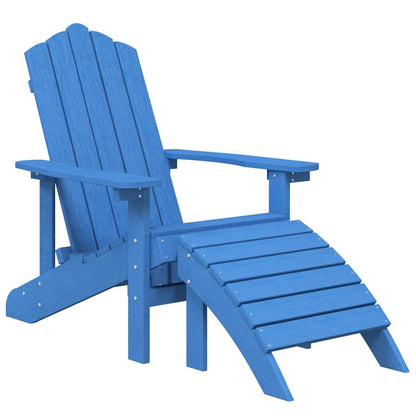 vidaXL Garden Adirondack Chairs 2 pcs with Footstools HDPE Aqua Blue 3