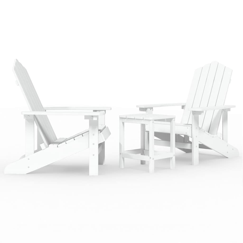 vidaXL Garden Adirondack Chairs with Table HDPE White 2