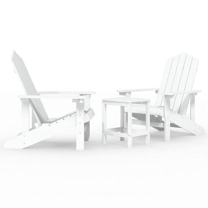 vidaXL Garden Adirondack Chairs with Table HDPE White 2