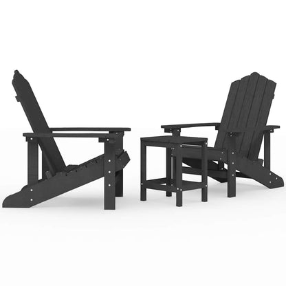 vidaXL Garden Adirondack Chairs with Table HDPE Anthracite 2