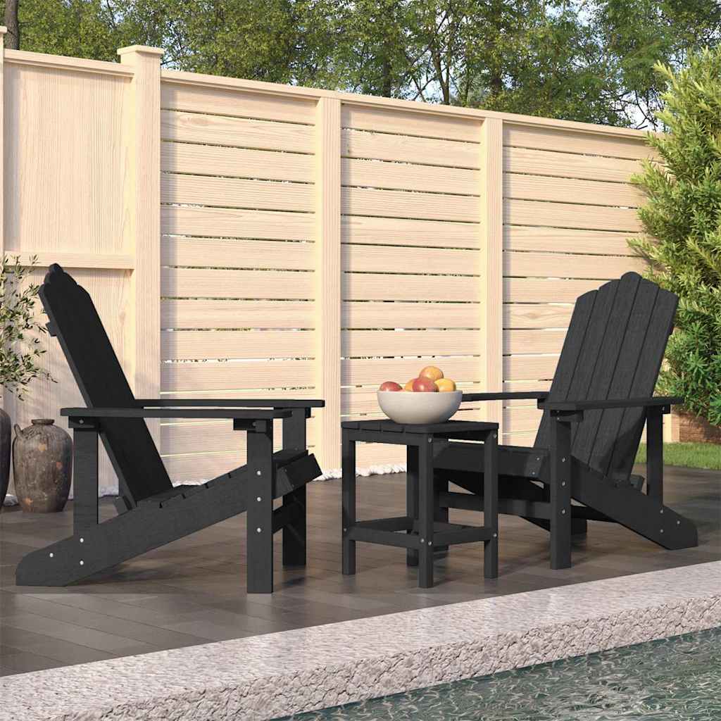 vidaXL Garden Adirondack Chairs with Table HDPE Anthracite 1