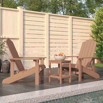 vidaXL Garden Adirondack Chairs with Table HDPE Brown 1