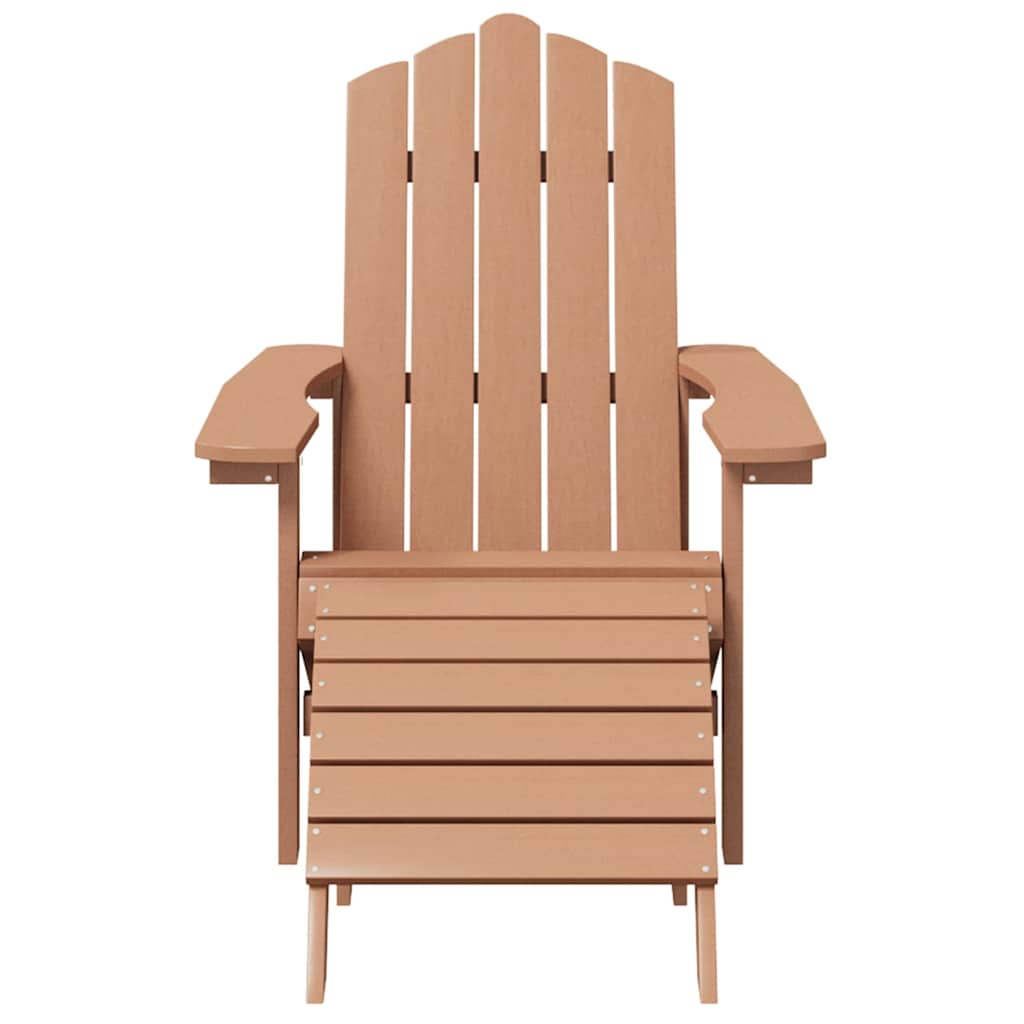 vidaXL Garden Adirondack Chairs with Footstool & Table HDPE Brown 4