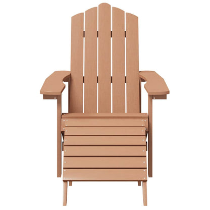 vidaXL Garden Adirondack Chairs with Footstool & Table HDPE Brown 4