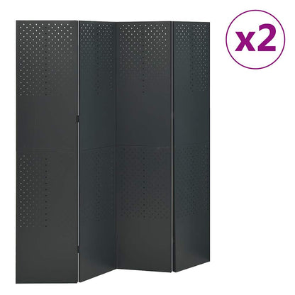 4-Panel Room Dividers Steel 2 pcs Anthracite 160 x 180 cm