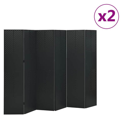 4-Panel Room Dividers Steel 2 pcs Black 240 x 180 cm