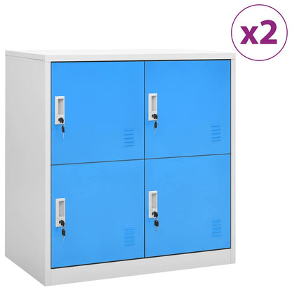 vidaXL Locker Cabinets 2 pcs Light Grey and Blue 90x45x92,5 cm Steel 1