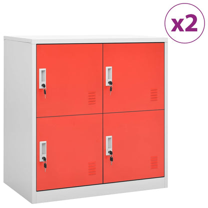 vidaXL Locker Cabinet | Set of 2 | Light grey and red | Steel | Medium 1