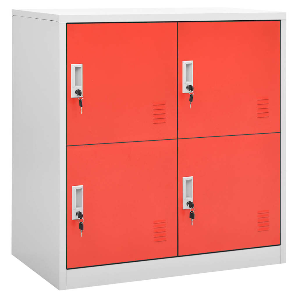 vidaXL Locker Cabinet | Set of 2 | Light grey and red | Steel | Medium 2