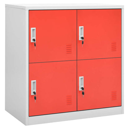 vidaXL Locker Cabinet | Set of 2 | Light grey and red | Steel | Medium 2