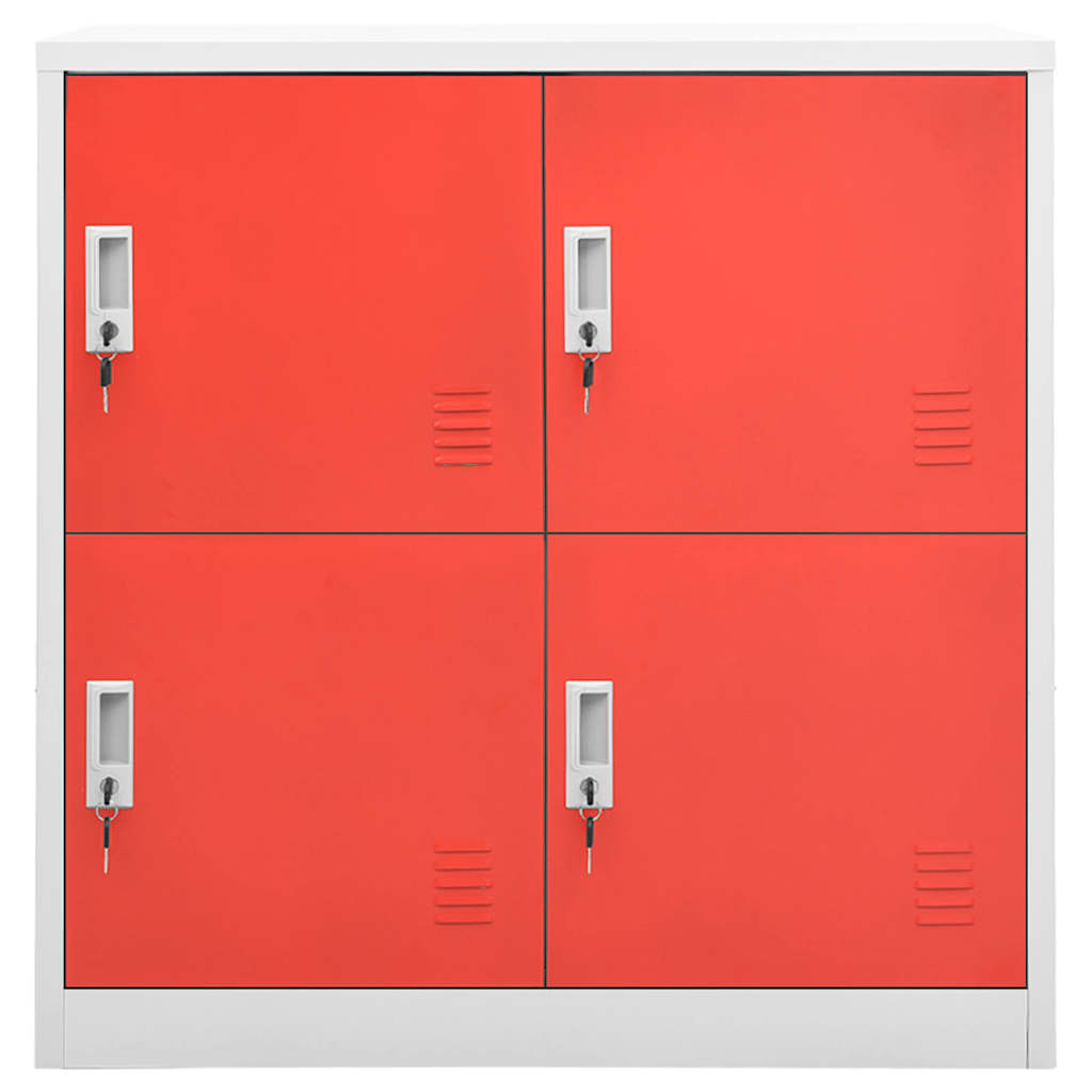 vidaXL Locker Cabinet | Set of 2 | Light grey and red | Steel | Medium 3