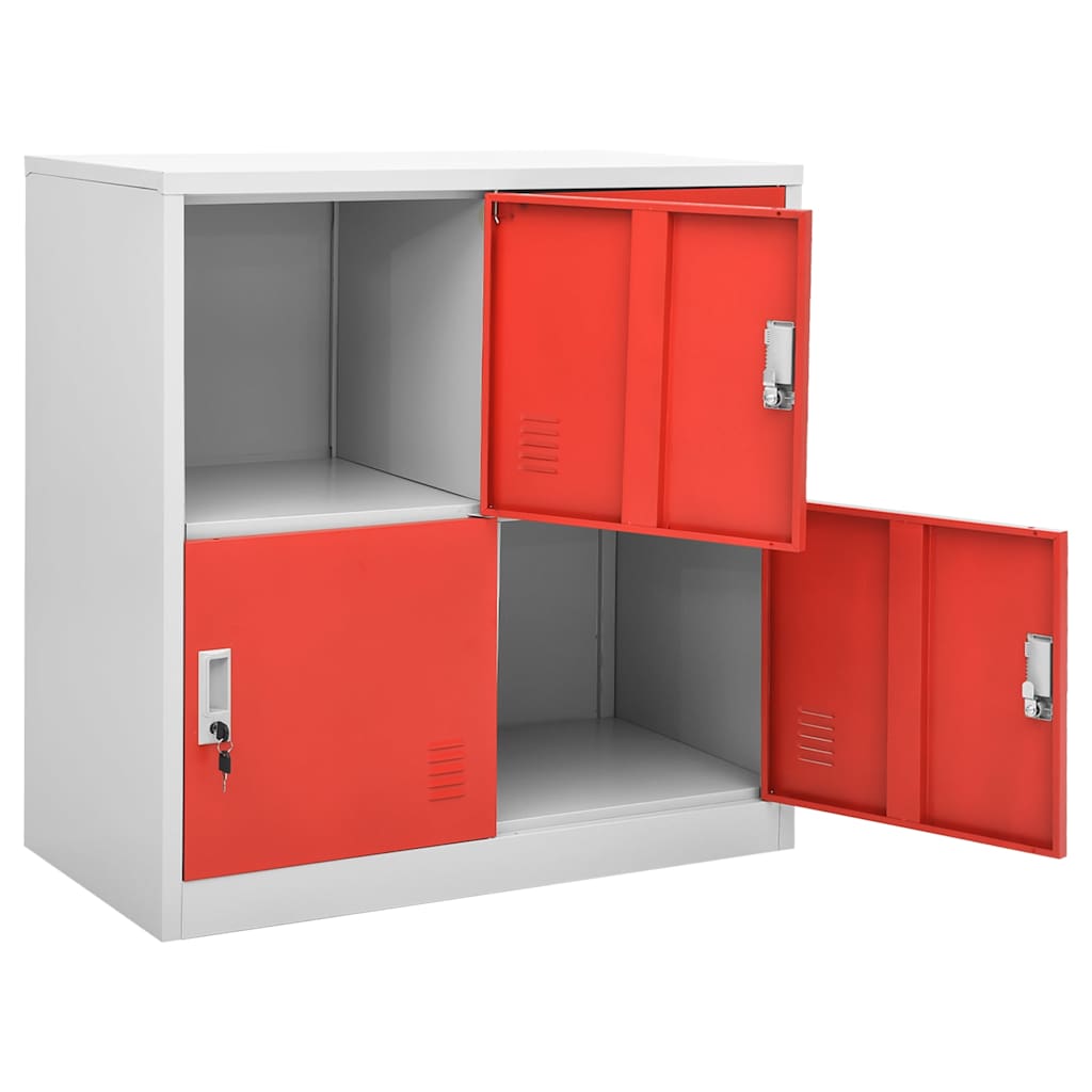 vidaXL Locker Cabinet | Set of 2 | Light grey and red | Steel | Medium 6