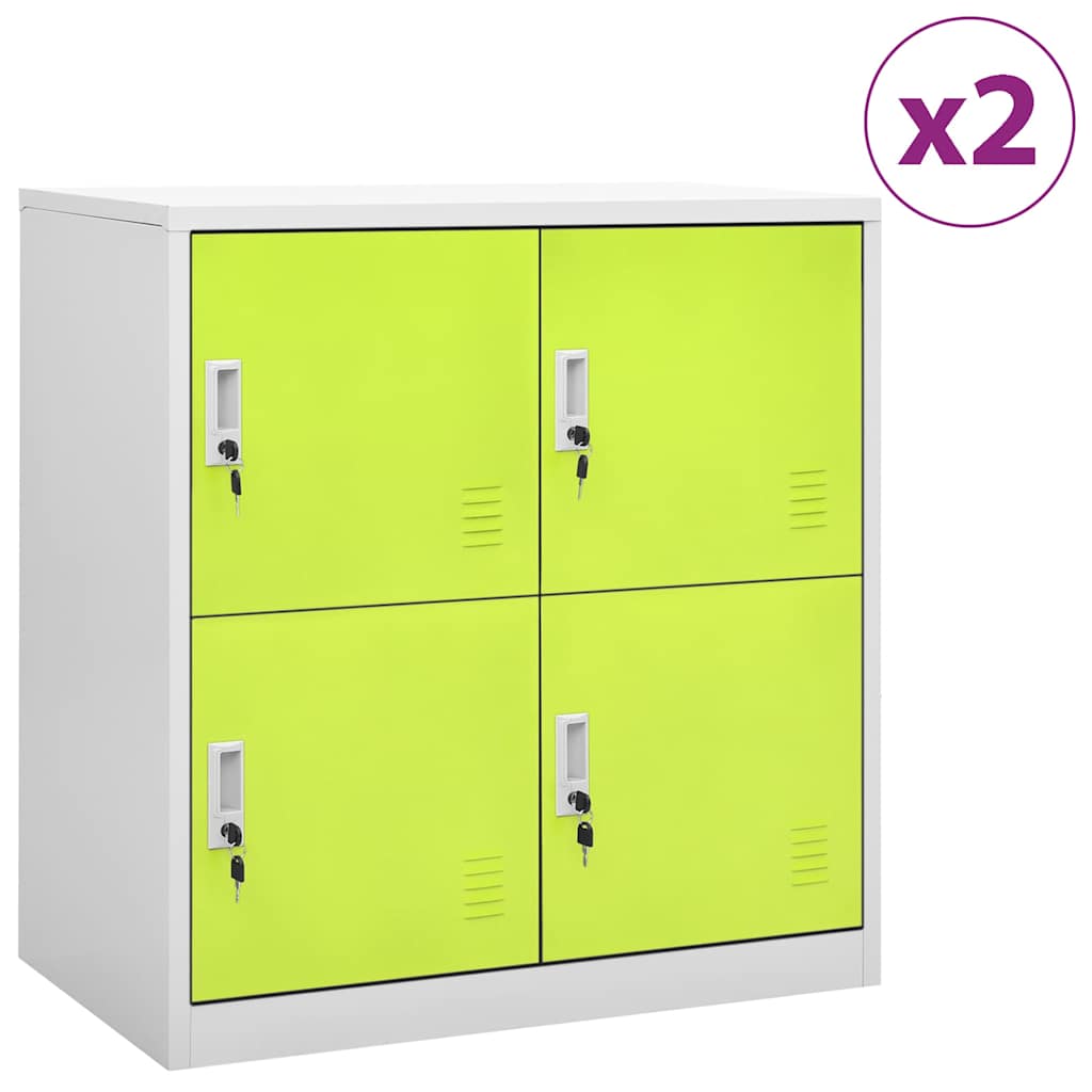 vidaXL Locker Cabinets 2 pcs Light Grey and Green 90x45x92,5 cm Steel 1