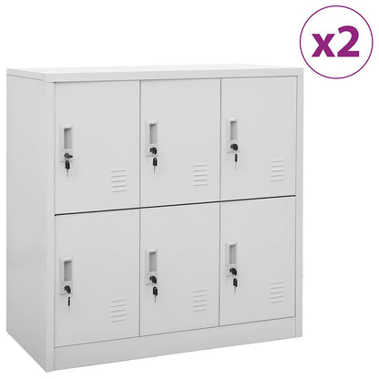 vidaXL Locker Cabinets 2 pcs Light Grey 90x45x92,5 cm Steel 1