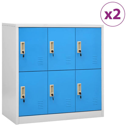 vidaXL Locker Cabinets 2 pcs Light Grey and Blue 90x45x92,5 cm Steel 1